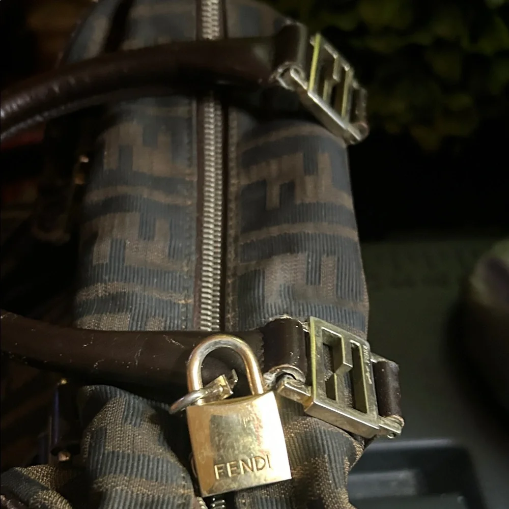 Fendi Zucca Monogram Canvas Handbag in Dark Brown and Black - Picture 3 of 9